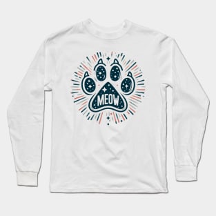 Colorful Cat Paw With Meow Long Sleeve T-Shirt